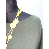 Bawełniana lekka BLUZA z haftem na dekolcie - zgniła zieleń